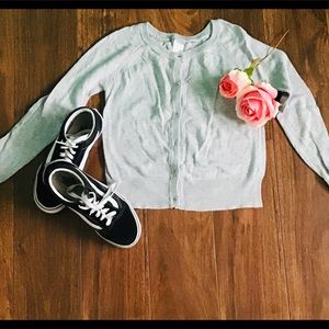 GIRLS GRAY BUTTON UP CARDIGAN